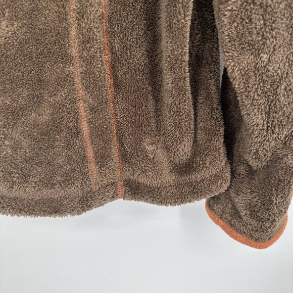 Wooly Bully Fuzzy Fleece Hoodie Brown and Orange Size Medium - Picture 4 of 7